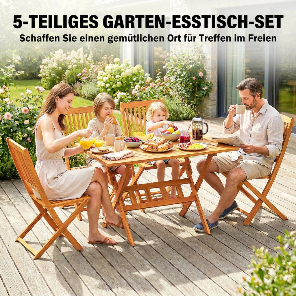 Set Tavolo e Sedie da Giardino 5 Pezzi ¨C Zephmum ¨C Legno di Acacia Pieghevole