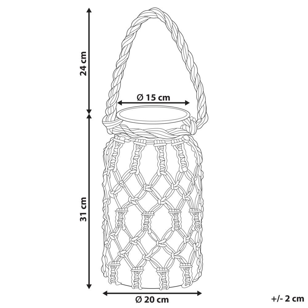 Lanterna in vetro per candela stile boho macramè barattolo di vetro decorazione per interni 31x20cm