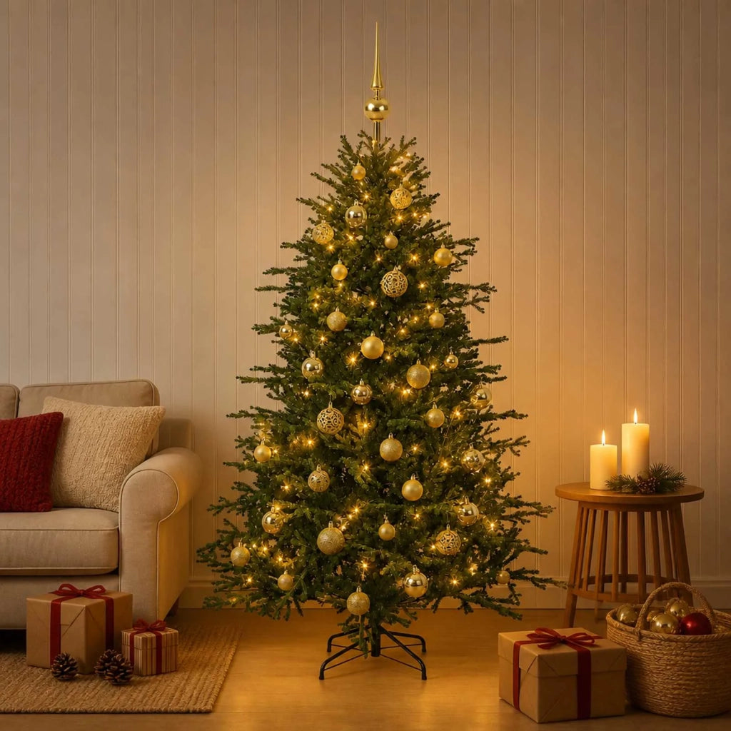 Albero di Natale artificiale con palline 120 cm 150 LED 3465689