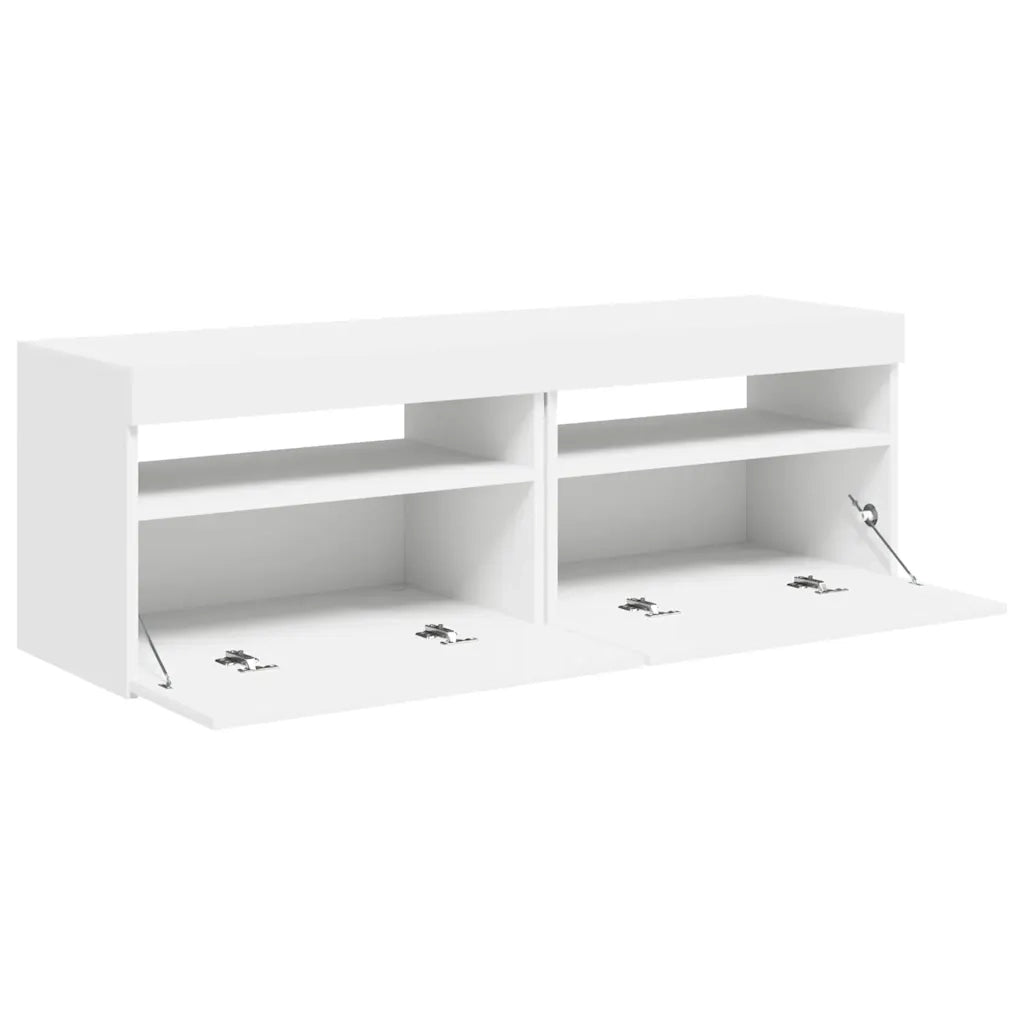 Mobili Porta TV con Luci LED 2 pz | Armadietto TV | Mobile Porta TV Bianchi 60x35x40 cm