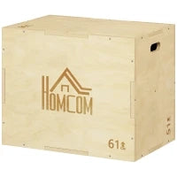 Plyo Box in Legno a 3 Altezze, Jumping Box Pliometrico Capacità 120kg, 61x51x76cm