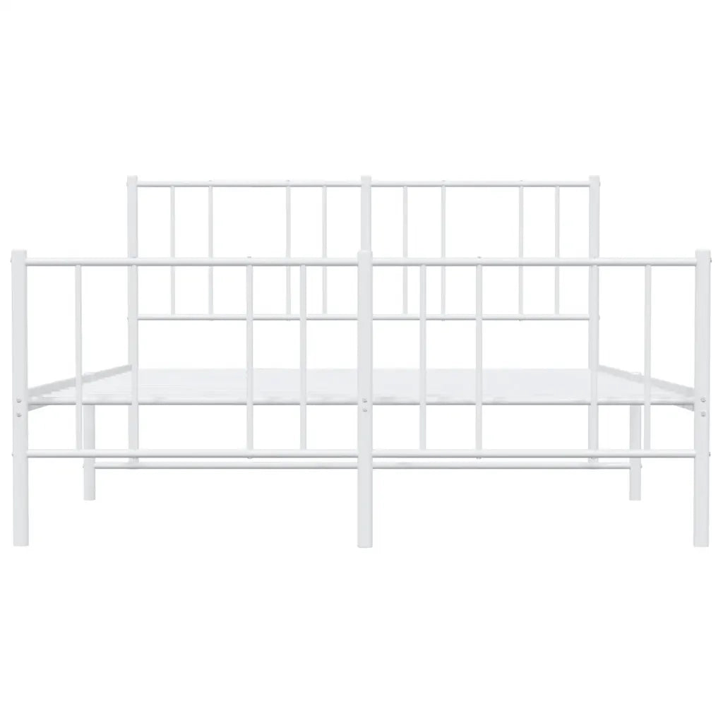 Giroletto con Testiera e Pediera-Struttura Letto Metallo Bianco 135x190 cm 766343