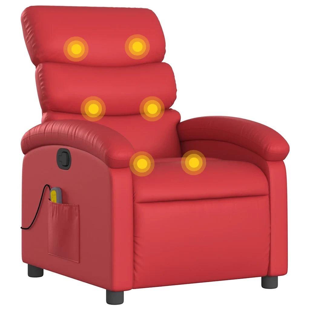Divano Sedia-Poltrona Massaggiante Reclinabile Rossa in Similpelle 456107