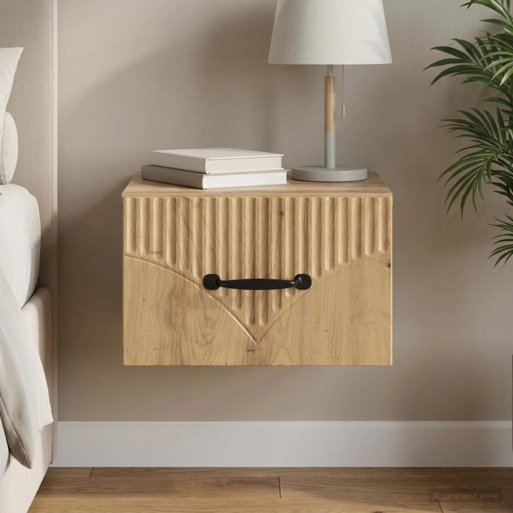 Mobiletto da notte a muro Rovere Artigianale 34,5 x 33 x 20 cm 898953