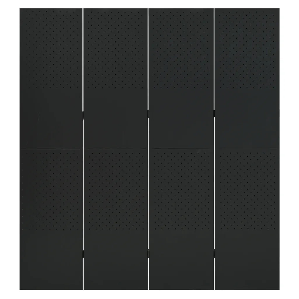 Paravento a 4 Pannelli 2 pz Nero 160x180 cm in Acciaio 3095193