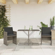 Set da Bistrò 3 pz con Cuscini Grigio in Polyrattan 365064