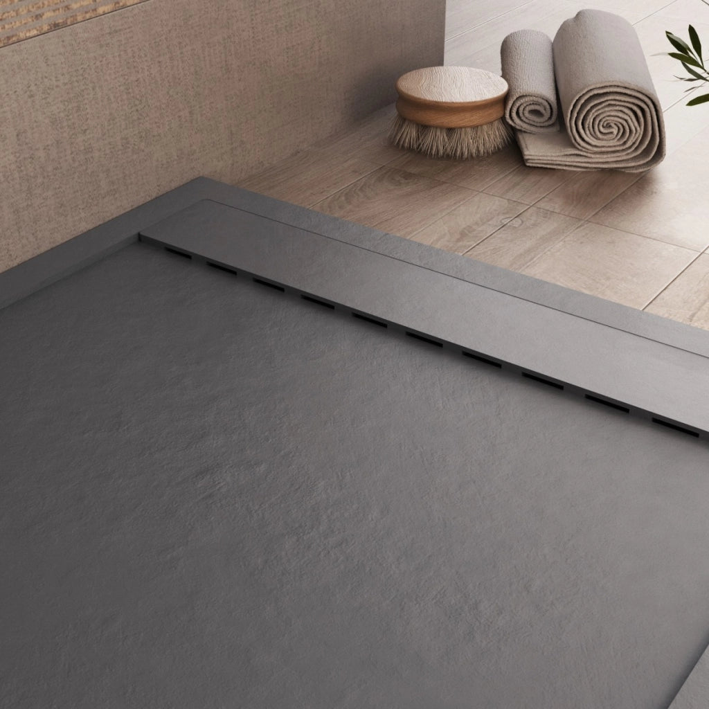Piatto doccia in marmo resina grigio scuro pietra cemento prestige, misura 70x120