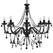 Lampadario con Perline Nero 8 Lampadine E14 CFW2935066