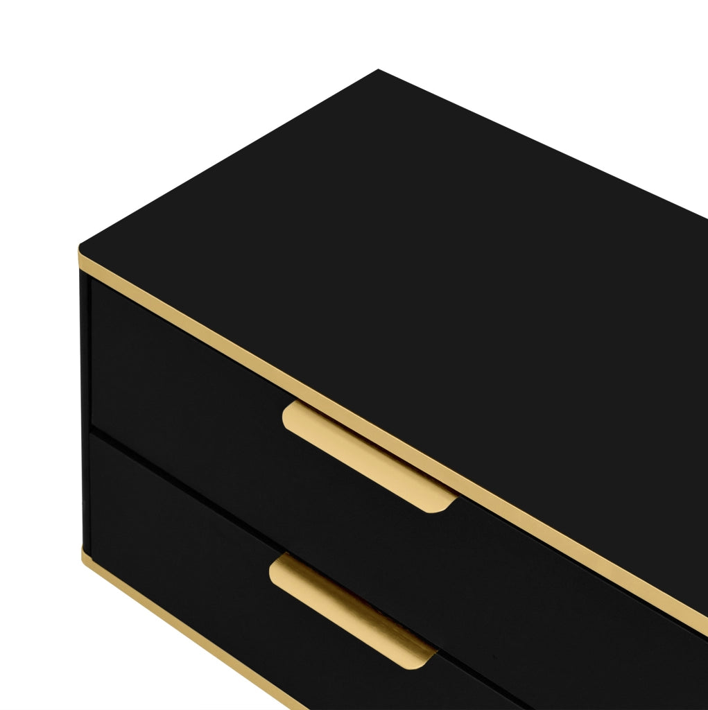 Mobile porta TV con 2 cassetti e ante; MDF e truciolare; 170 cm; nero e oro