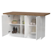 Mobile Dispensa Migani, Isola da Cucina 3 Ripiani Made in Italy, 160x80x90h cm Bianco Lucido
