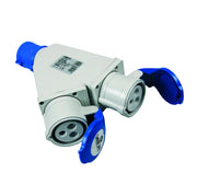 ADATTATORE INDUSTRIALE CON SPINA E 2 PRESE CEE 309 IP44  16A colore blu 73105    FANTON