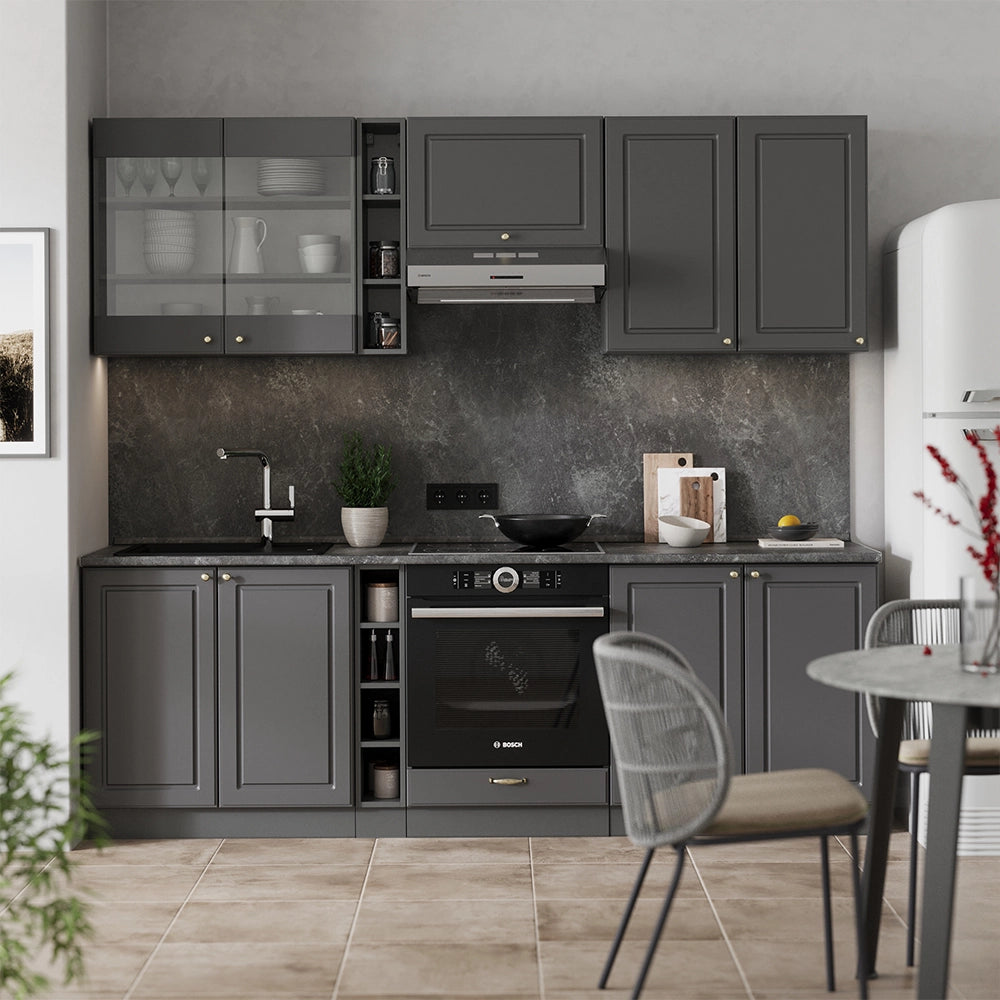 Cucina componibile Fame-Line Oro-antracite rustico/Antracite 235 cm, PL Marmo Vicco