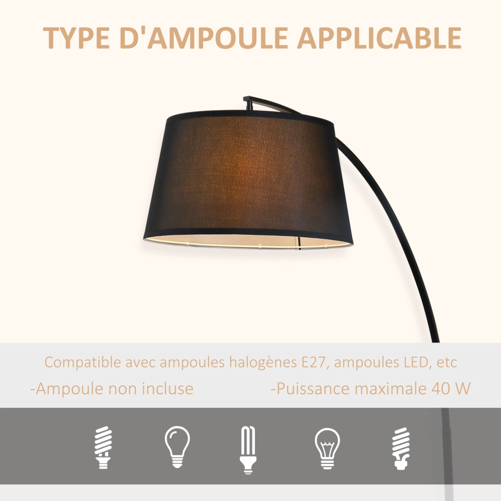 Lampada ad arco da terra ¨C Xylo ¨C metallo nero lino design moderno