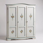 Armadio 3 porte legno bianco anticato filo azzurro decorato 158x56x197 - Mobili 2G