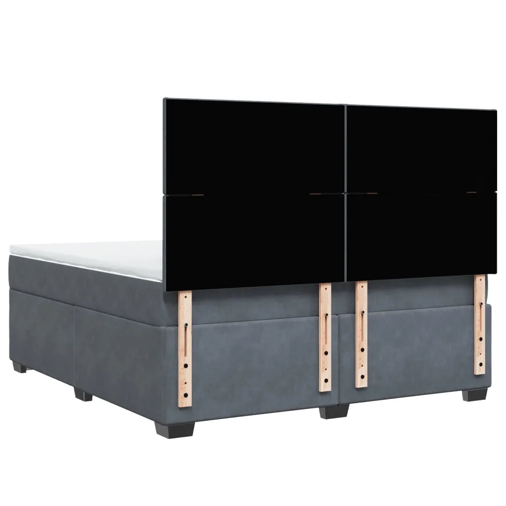 Giroletto a Molle con Materasso Grigio Scuro 180x200 cm Velluto