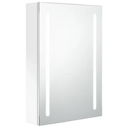 Armadietto Bagno | Armadio da bagno con Specchio e LED Bianco Lucido 50x13x70 cm