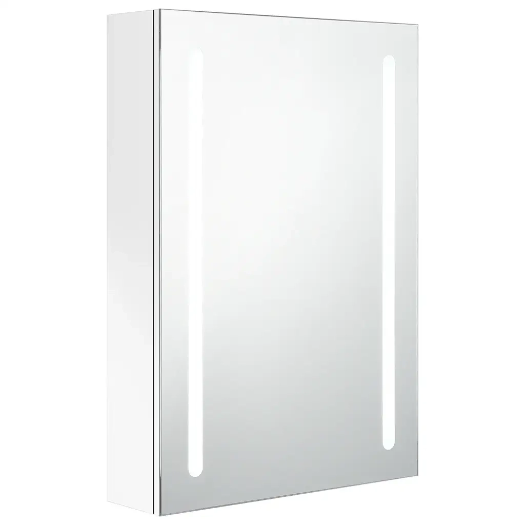 Armadietto Bagno | Armadio da bagno con Specchio e LED Bianco Lucido 50x13x70 cm