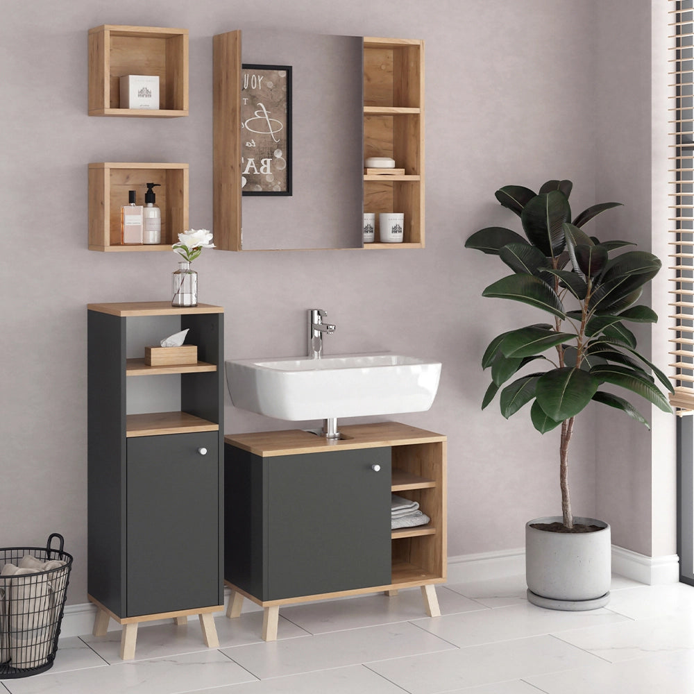 Vicco Set mobili bagno Antracite 4 parti, con pensile