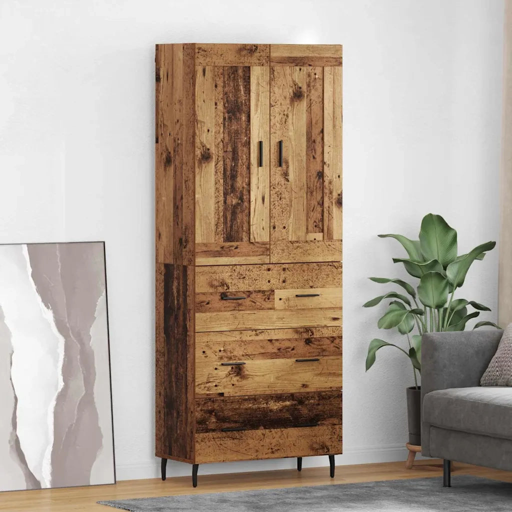 Credenza con cassetto 2 pz | Madia | Buffet da pranzo | Armadio da pranzo Legno vecchio Legno multistrato