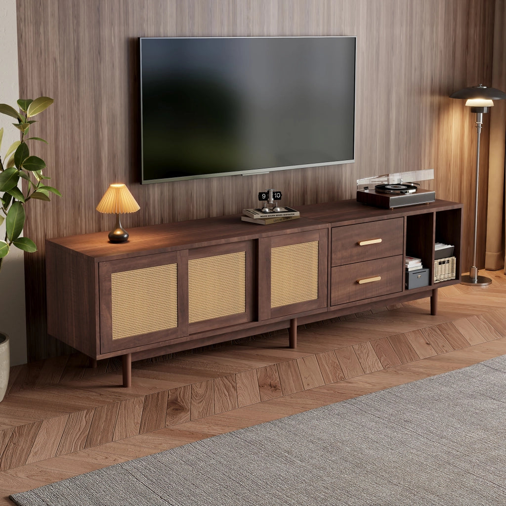 MOBILE TV 190x40x52 cm MDF Marrone con 2 Cassetti e 3 Ante