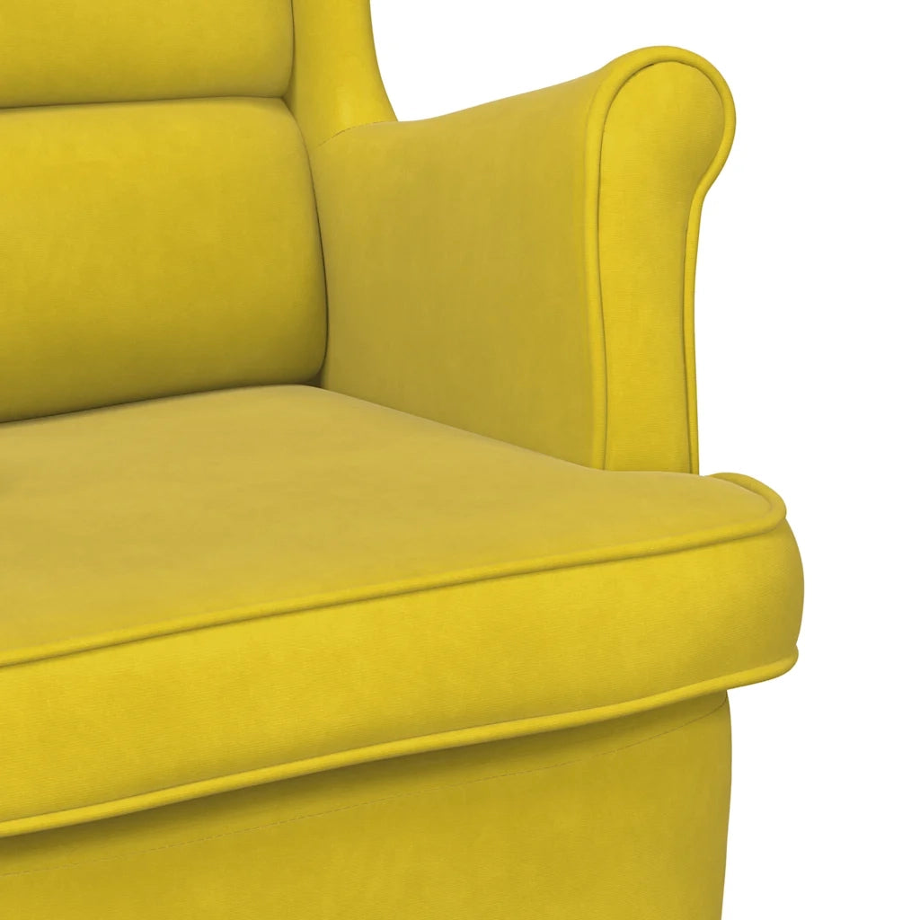 Sedia a dondolo con schienale alto in velluto giallo CFW3792148
