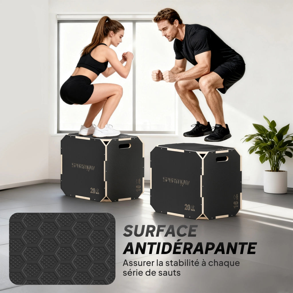 Set Pieghevole Legno per Allenamento ¨C Zephmum ¨C 3 in 1 Nero Antiscivolo