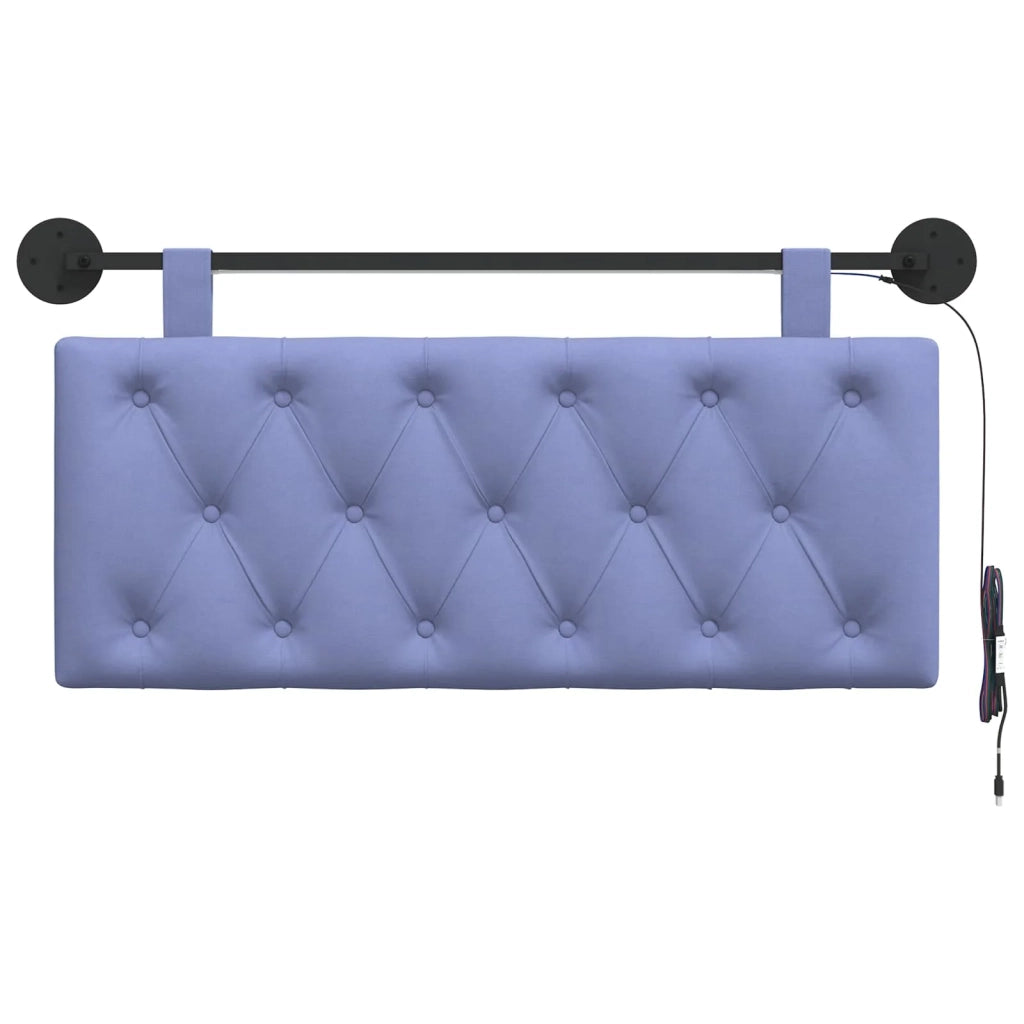Testiera sospesa Con luce LED Blu jeans Tessuto