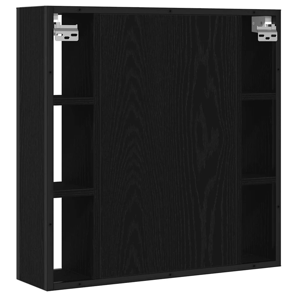 Mobiletto da bagno con specchio in rovere nero 60x16x60 cm in legno ingegnerizzato 862228