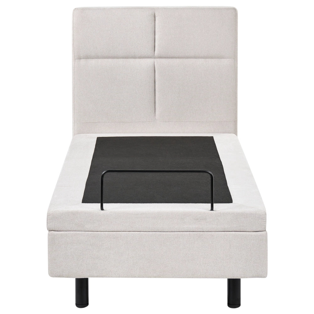 Letto singolo Tessuto beige chiaro Elettrico 80 x 200 cm regolabile tramite telecomando Rivestimento in ciniglia