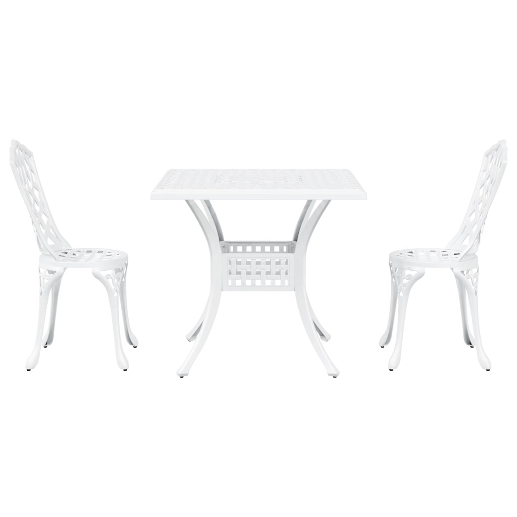 Set Bistro da Giardino 3 Pezzi in Alluminio Bianco