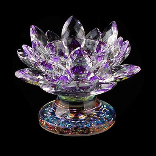 Decorazione Casa Candelabro Cristallo Artigianale Vetro Loto Candelabra Decorazione Creativa per Decorazione di Casa, Attività di Votazione, Matrimonio e Regalo (Azzurro)