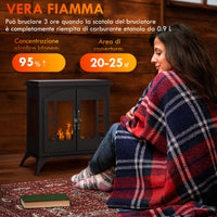 Camino a Bioetanolo da Pavimento 55x31x55 cm Bruciatore da 0,9L in Acciaio Inox Nero