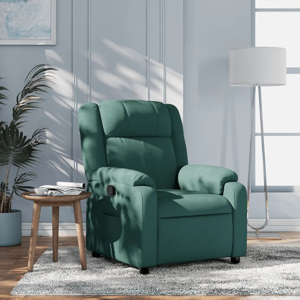 Poltrona | Sedia Relax Reclinabile in Tessuto Verde Scuro