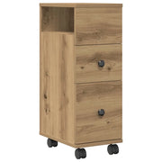 Mobile da Bagno | Armadio da bagno Stretto con Ruote Rovere Artigianale Truciolato