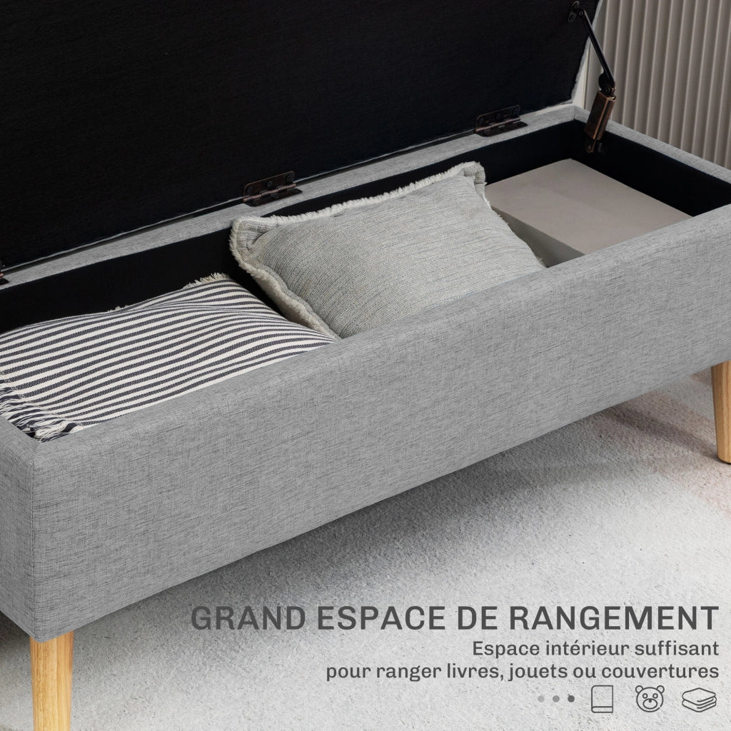 Panca imbottita con contenitore ¨C zephmum ¨C grigio, 110x39x45 cm