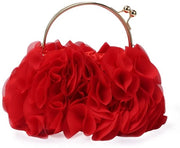 Borsa Clutch a Fiore per Donna in Satin con Fiori per Festa e Prom