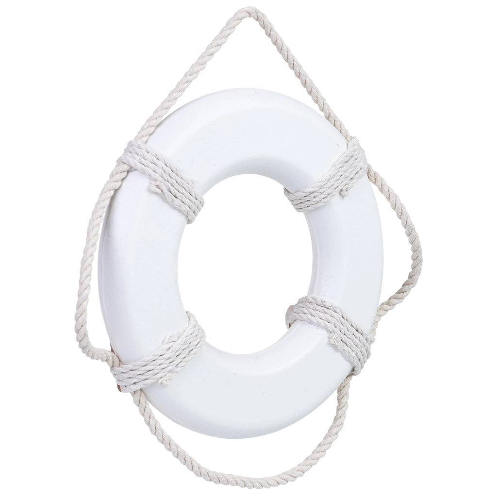 Decorazione salvagente da appendere in legno bianco 30x3x30h cm