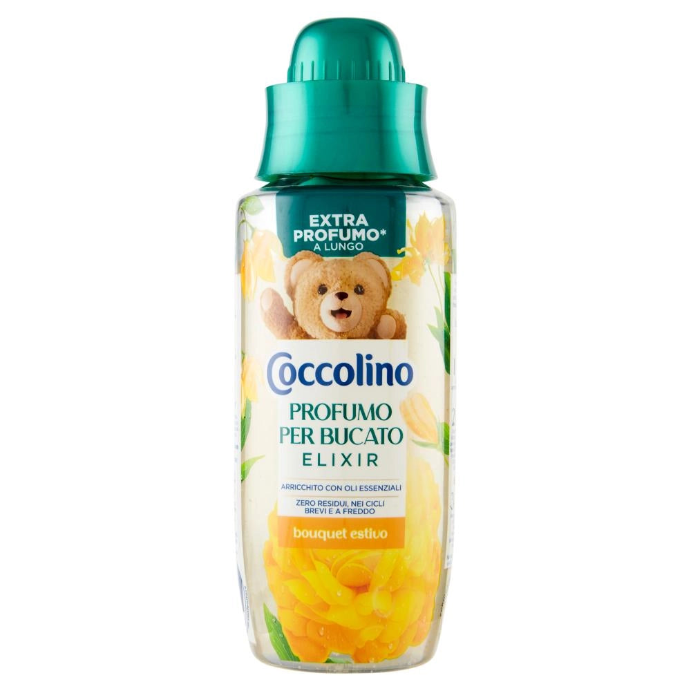 COCCOLINO PROFUMO PER BUCATO AMMORBIDENTE 342 ML ELIXIR BOUQUET ESTIVO CON AMBRA GELSOMINO E FIORI D'ARANCIA OKY