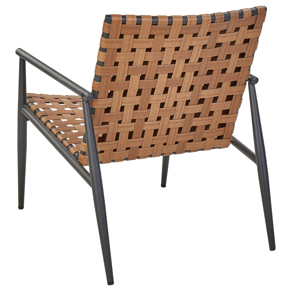 Set da bistrot a 2 posti in PE Rattan marrone Telaio e gambe in acciaio nero 2 sedie Tavolo da caffè Mobili da giardino
