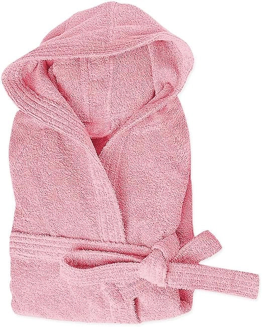Accappatoio Spugna Cotone Taglia XXL Morbido Uomo Donna Cintura Tasche Cappuccio Rosa