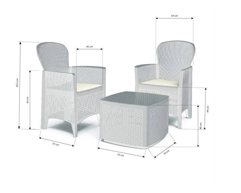 MAURY'S TREE SALOTTO DA GIARDINO CON CUSCINI 3 PZ BIANCO