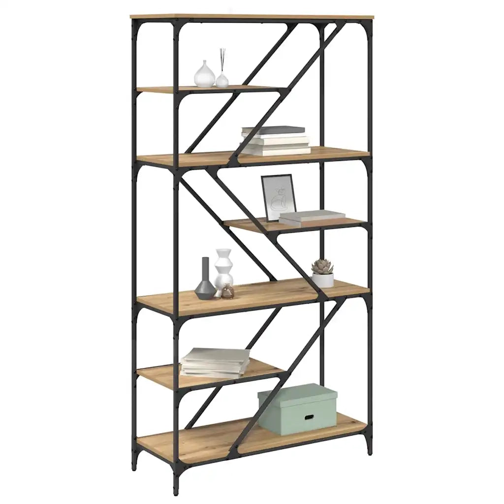 Libreria-Scaffale per Libri-Mobile di Stoccaggio Rovere artigianale 91 x 36 x 176 cm Legno multistrato