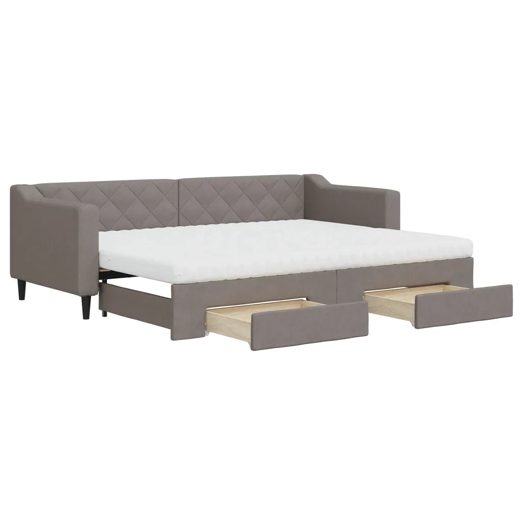 Divano Letto Estraibile con Cassetti Tortora 80x200 cm Tessutocod mxl 83186