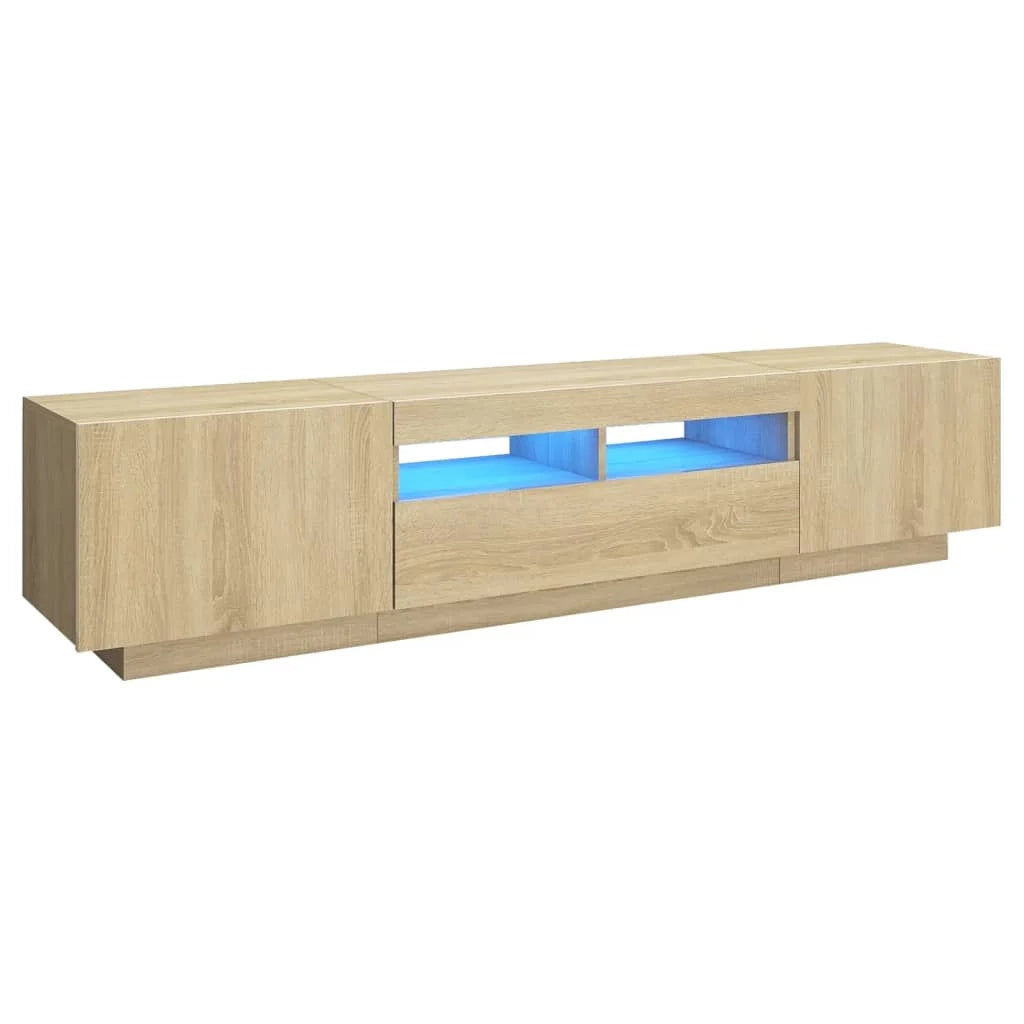 Mobile TV multimediale mensola TV credenza mobile TV per sala da pranzo soggiorno camera da letto con luci LED rovere Sonoma 180 x 35 x 40 cm marrone 02_0026764