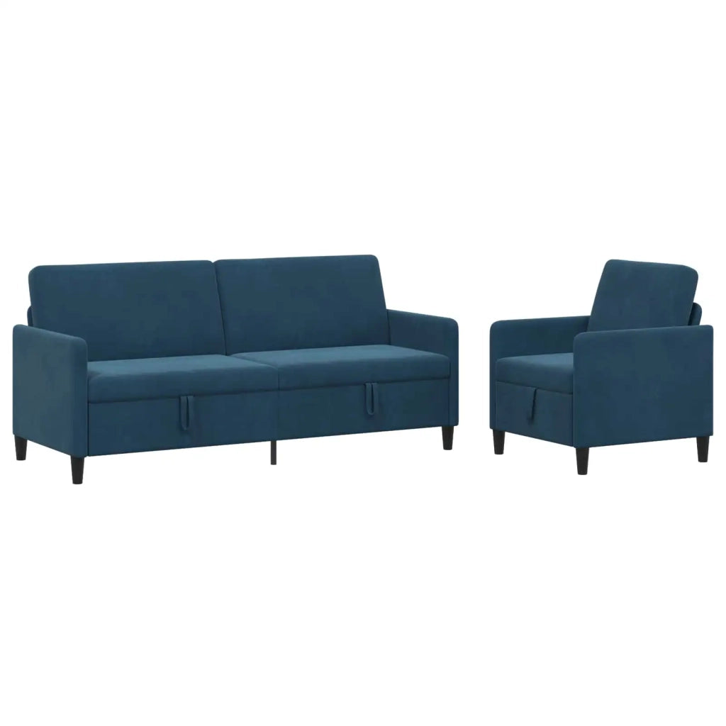 Set di Divani con Storage 2 pz Blu Poliestere 3429255