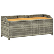 Panca da Giardino con Vano Portaoggetti 120cm Polyrattan Grigio