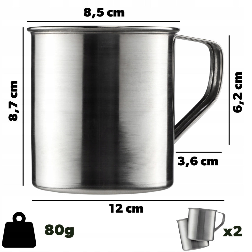 Tazza da viaggio in acciaio KADAX da 400 ml (0,4 l) per la pesca, in metallo, confezione da 2.