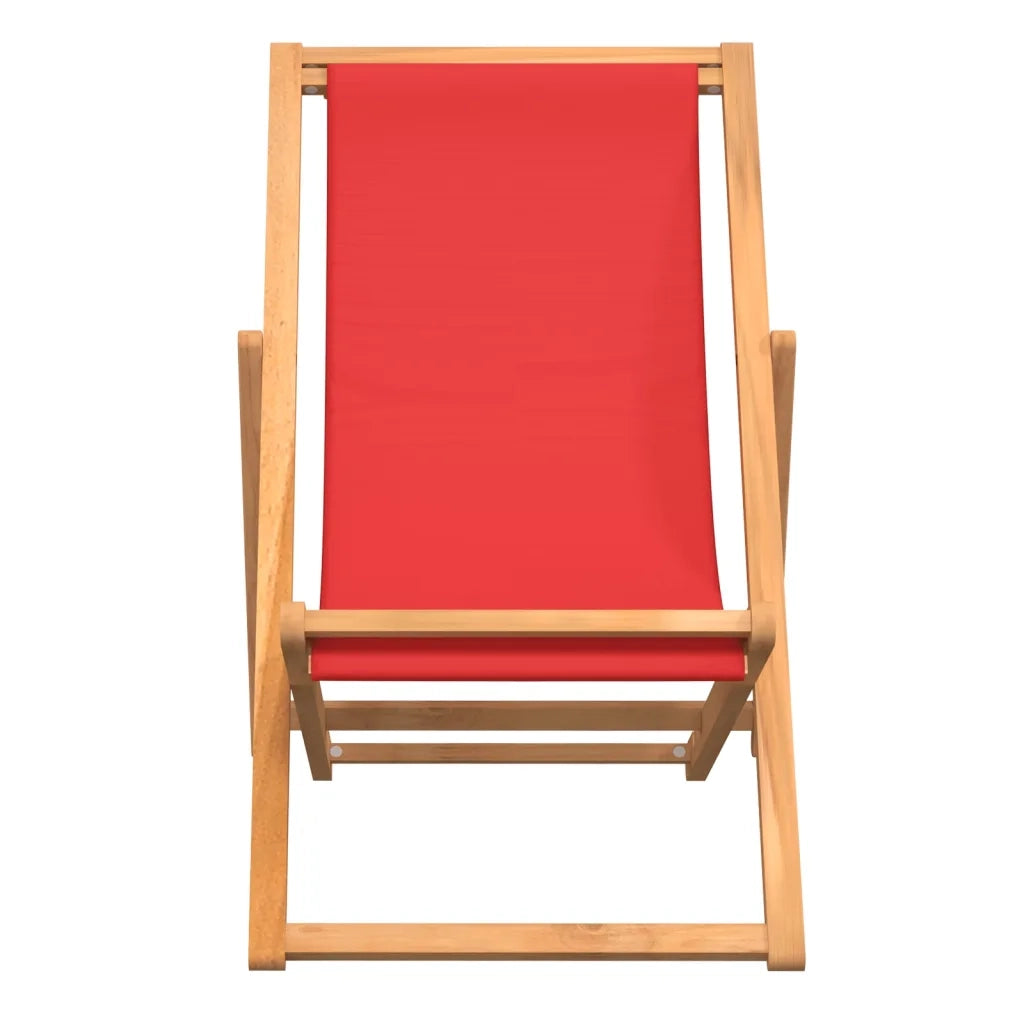 Sedia da Giardino | Sedia da Spiaggia Pieghevole in Legno Massello di Teak Rossa