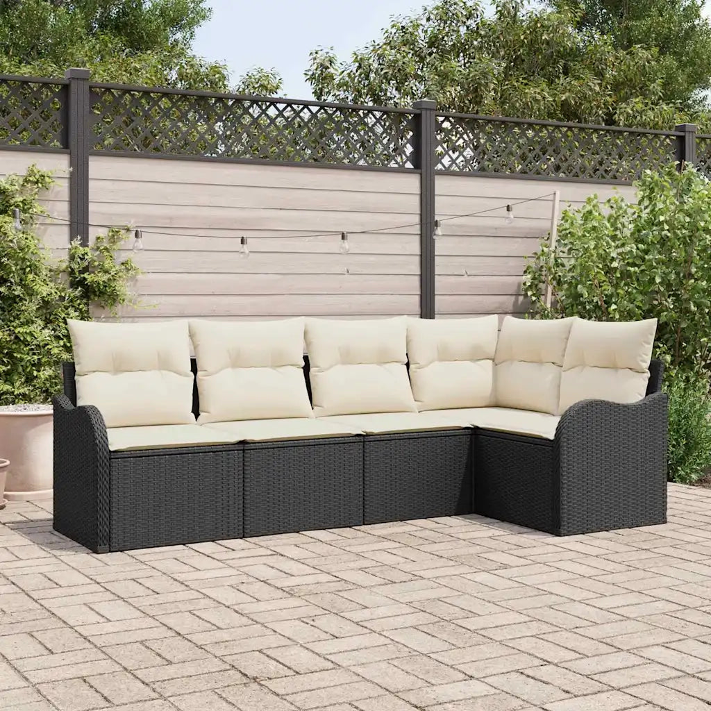 Set Divano da Giardino Nero polyrattan