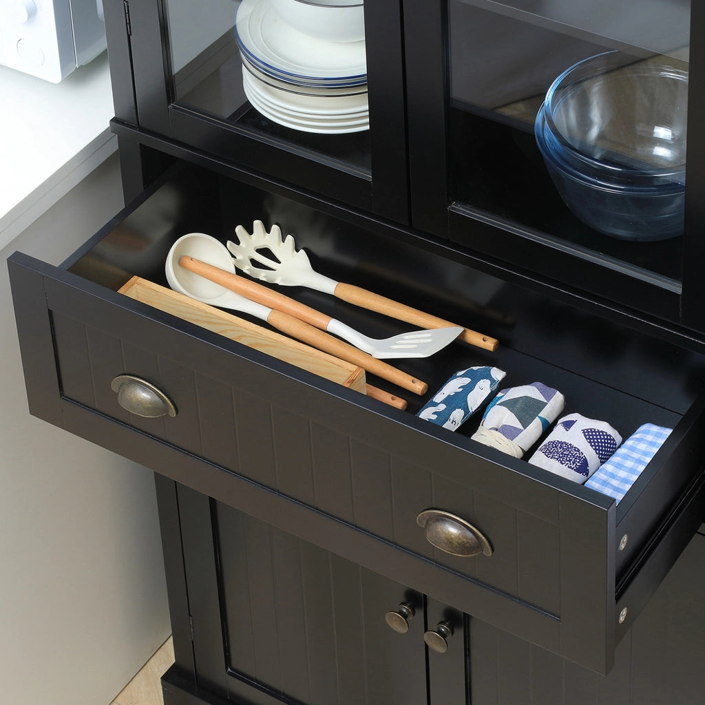 Buffet per cucina ¨C zephmum ¨C 4 ante, 2 vetrate, 1 cassetto, nero